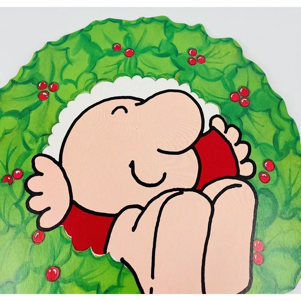 Vintage Ziggy in Wreath Christmas Die Cut Cardboard Decoration 16